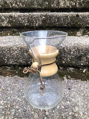 VINTAGE Pre-owned 9” Tall CHEMEX Pyrex POUR OVER DRIP Glass COFFEE MAKER Carafe • $65