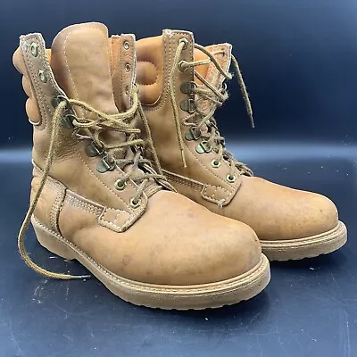 Vintage Men's Size 7 Tan Lace Up Leather Work Boots VIbram Oil Resistant Sole • $45