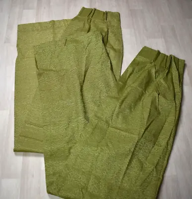 60s JC PENNEY HOME Pinch Pleat Curtains 24x82 Avocado Green VTG Mid Century • $52.41