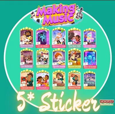 Monopoly Go 5 Star Sticker | Card 🌟🌟🌟🌟🌟 ( 1st & 2nd Album ) • $7.87