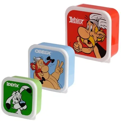 Lunch Box Set Of 3 - Asterix Dogmatix Idefix - Snack Storage - Containers LBOX57 • £12.99