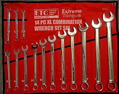 14 Pc Extra Long SAE Combination Wrench Set 3/8  To 1-1/4  XL Extreme Torque ETC • $99.95