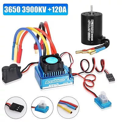 3650-3900kv Waterproof Brushless Motor + 120A ESC Combo Set For 1/10 1/8 RC Cars • $34.98