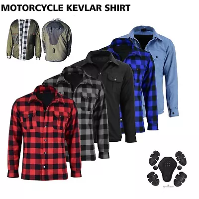 Men Motorbike Jacket Racing Motorcycle Check Shirt Lined With KEVLAR CE Armoured • $114.94