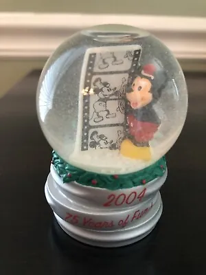 Disney Mickey Mouse Mini Christmas Snow Globe 75 Years Of Fun 2004 • $2.99