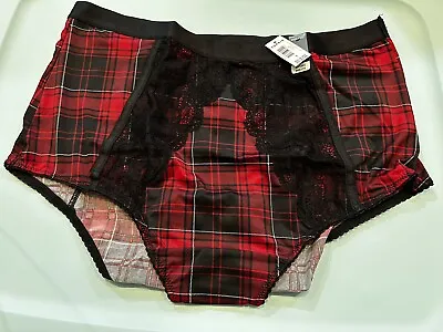 Torrid Curve High Waist Red Black NY Plaid Cutout Panty Size 1 • £16.38