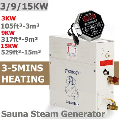 3/9/12KW Commercial Steam Shower Generator Kit For Bath Sauna System 77-131℉ • $229.99