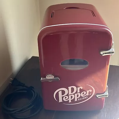 DR. PEPPER Portable 6-Can Mini Beverage Fridge MIS135DRP Burgundy W/ Cooling • $19.99