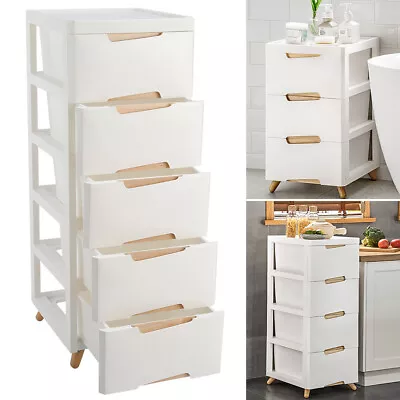 3/4/5 Drawers Chest Of Drawer Bedroom/Bathroom Cabinet Storage Unit Wooden Legs • £30.95