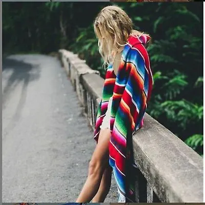 £51.70 • Buy NEW Mexican Blanket Sarape Picnic Rug Throw Tablecloth Hot Rod For Yoga Party MX
