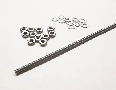£10.90 • Buy M2 Steel Threaded Rod 12  Length (includes 10 Nuts And Washers) Studding/metric