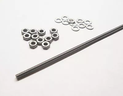 £10.90 • Buy M2 Steel Threaded Rod 12  Length (includes 10 Nuts And Washers) Studding/metric