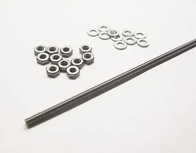 M2 Steel Threaded Rod 12  Length (includes 10 Nuts And Washers) Studding/metric • £12.12