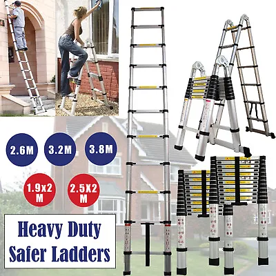 8FT-20FT 2.6-6M Telescopic Extension Ladder Collapsible Ladders Alu/Stee /+ Hook • $88.50