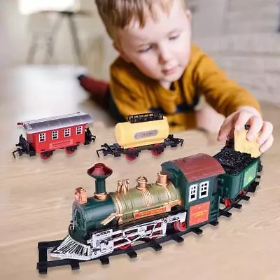 Toy Train Set For Kids With LED Light And Sound Locomotive Cargo Kids Toy Gift • £14.99