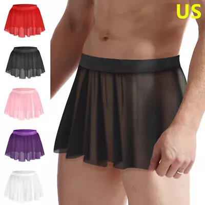 US Sissy Lingerie Mens Sheer Skirt Ultrathin See Through Skirts Sexy Gay Panties • $5.51