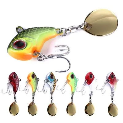 6pc Fishing Lures Bass Baits Metal Vibration Spinner Spoon Treble Hook Crankbait • $13.98