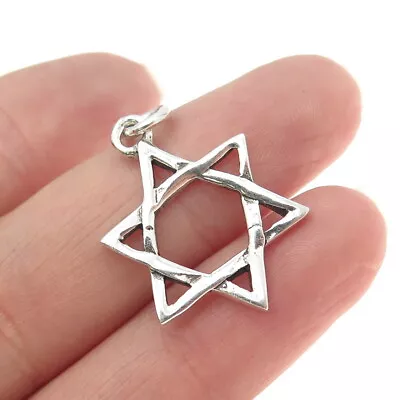 925 Sterling Silver Vintage Star Of David Charm Pendant • $22.95