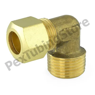 1/2  OD Tube X 1/2  Male NPT 90-deg Elbow (Lead-Free) Brass Compression Fitting • $4.14