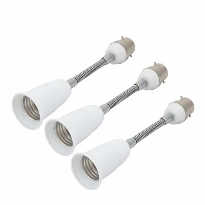 3pcs B22 To E27 Light Lamp Bulb All Direction Extender Adapter White 10cm Length • $25.91