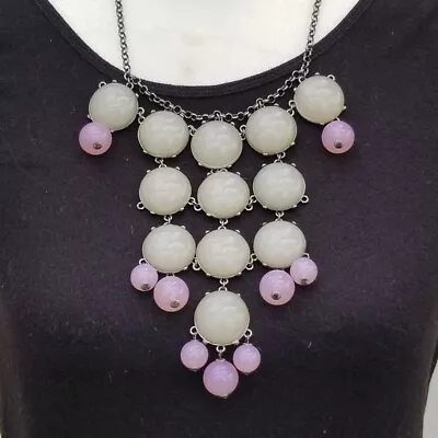 J. Crew Bubble Statement Necklace Light Gray And Pink • $19.19