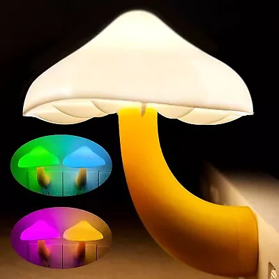 7Colors LED Night Lights Mushroom Gradient Light Sensor Plug-in Wall Lamps Decor • $6.99