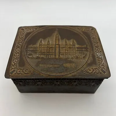 Collectibles Antique Austrian Ornate Metal Trinket Jewelry Box Hand Etched Wien • $95