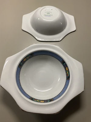£1.98 • Buy Pair Solian Ware Art Deco ORCHARD  Soho Pottery Ltd Dessert Bowls Unusual 1930s