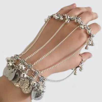 Multilayer Tassel Slave Bracelet Bangle Finger Ring Harness Hand Chain Jewelry • £4.61