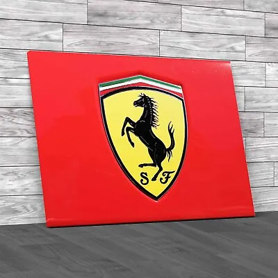 Ferrari Car Logo Classic Emblem On Car Body Original Canvas Print Large Picture • £18.95