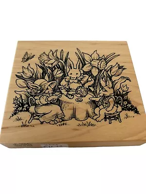 PSX Rabbit Bunny Rubber Stamp Easter Garden Tea Party 1996 Wood Mounted  K-1943 • $9.99