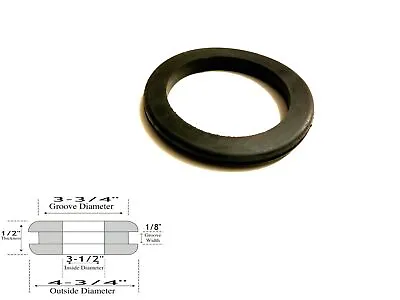 Rubber Grommet: 3-1/2  ID - 1/8  Groove Width - Fits 3-3/4  Drill Panel Hole • $2.99