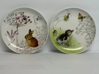 2 Pc Marjolein Bastin Natures Journey Duckling Dessert Plates 7  DucKling Bunny • $43.50