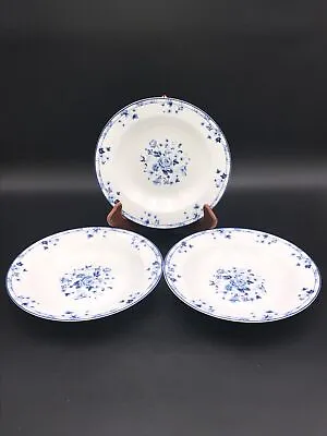 Laura Ashley  Sophia  Blue 3 Rimmed Soup Or Salad Bowls. • $29.99