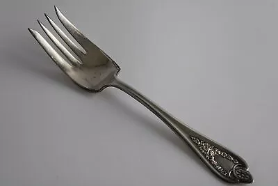 1847 Rogers Bros XS Triple Serving Fork 8-1/4  Silverplate Silverware Rose • $17.59