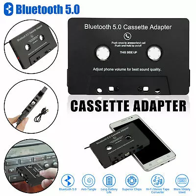 £14.54 • Buy Bluetooth 5.0 Car Audio Stereo Sound Cassette Tape Adapter MP3 Hands-Free Aux