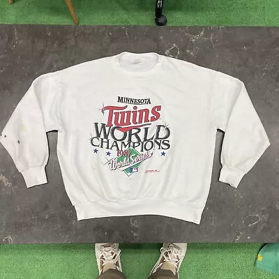 Vintage 90s Minnesota Twins Crewneck Sweatshirt Men’s Small World Series Adult • $27.30