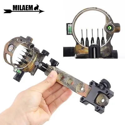 Compound Bow Sight 5 Pin (.019) Archery Micro Adjustable Optical Fiber Hunting • $78.01