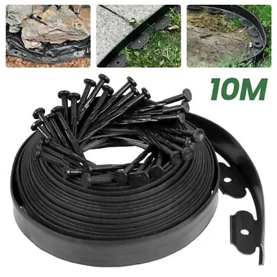 Flexible Garden Edging Lawn Grass Border Edge 10m With 30 Strong Plastic Pegs • £14.58