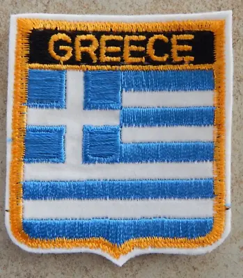 VTG New Patch Greece Flag Blue White Gold Black Stahl's 1970s-80s 3  X 2.5  • $2.99