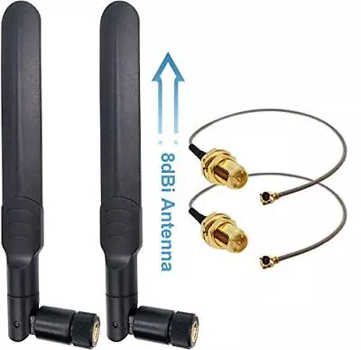 8dBi RP-SMA Male WiFi Antenna + 20cm U.FL To RP-SMA Female Extension Cable Fo... • $15.52