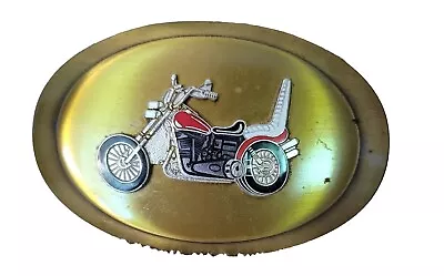 Vintage Motorcycle Belt Buckle Gold Tone Oval Preowned See All Pics  • $16.99