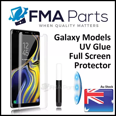 Samsung Galaxy S21 S20 Ultra UV Glue Full Screen Tempered Glass Protector Curved • $8.96