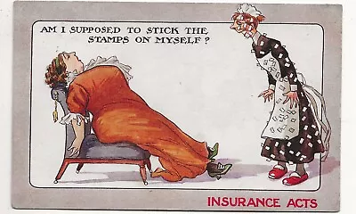 1914 Comic Postcard Inter Art Licker Series 194 - Insurance Stamps • £5.99