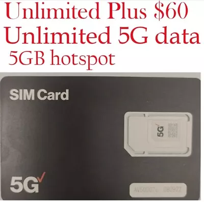 Verizon Unlimited 5G & 4G LTE Wireless Plan - $60 With 5GB Hotspot • $30