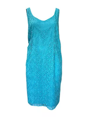 MARINA RINALDI Women's Ski Blue Dicitore Lace Overlay Dress $795 NWT • $87.37