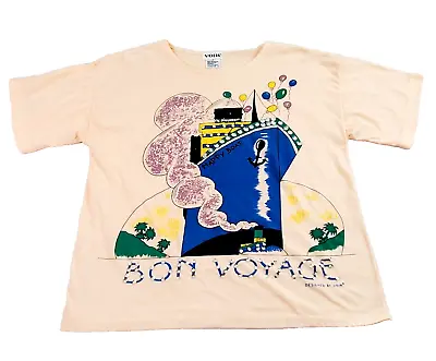 Vtg Single Stitch T-Shirt Women Small Voir Happy Boat Cruise Sequin Fun Cruise • $14.95