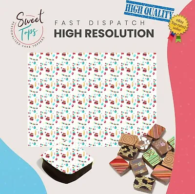Chocolate Transfer Sheet (Party) Edible For Decorations A4 Size • £3.99