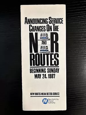 MTA NYC Subway • N R Routes Line Service Change Guide Brochure 1987 • $14.99