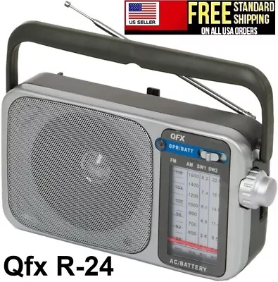 QFX R-24 AM/FM/SW1/SW2 Retro-Styled 4-Band Mini Radio +Built-in Speaker • $17.95